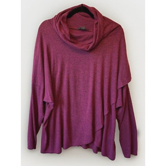 Chelsea & Theodore Sweater Top 1X Womens Marled Cowl Neck Knit Purple - Picture 1 of 9